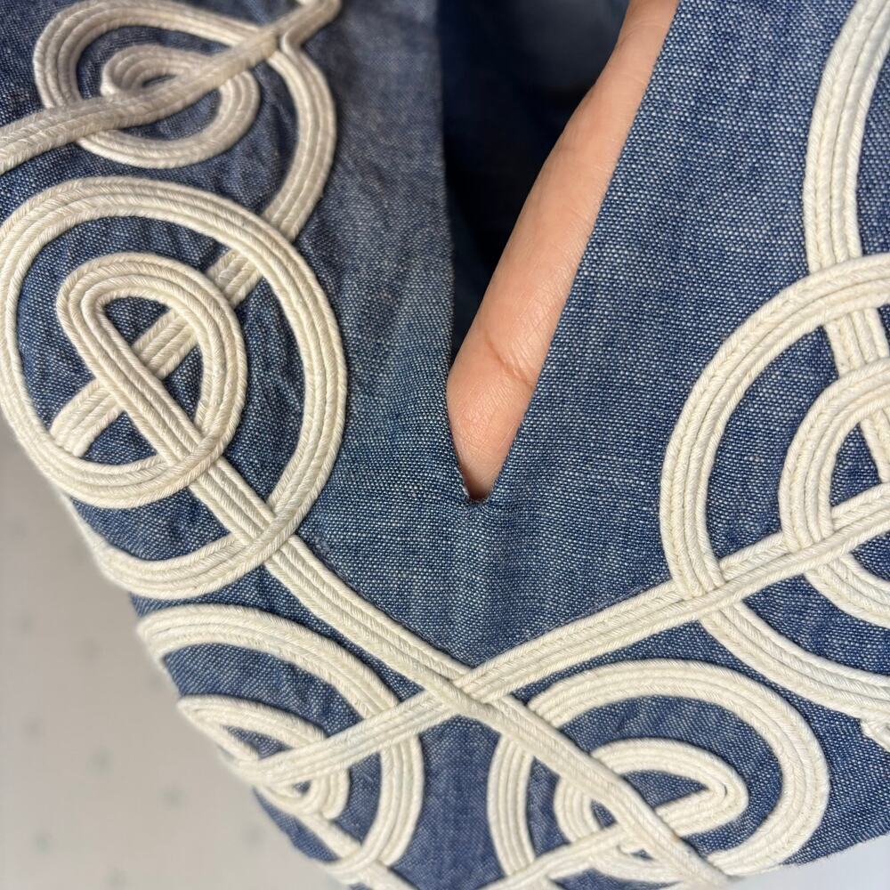 J McLaughlin Pansy Chambray Tunic Midi Dress XS Embroidered Side Slits Coastal - Picture 13 of 13